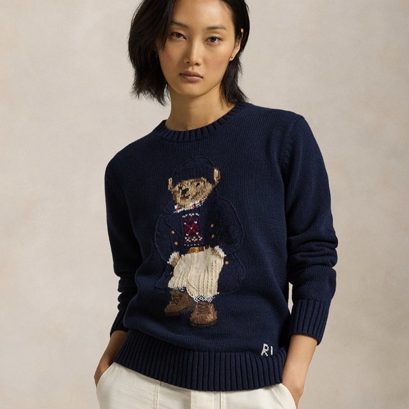Ralph Lauren Polo Bear Cotton Crewneck Sweater - Picture 1 of 5